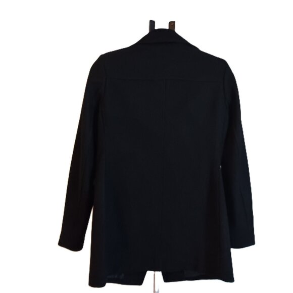 Kenneth Cole Asymmetrical Wool Blend Black Double Breasted Pea Coat Womens Small - Picture 3 of 16